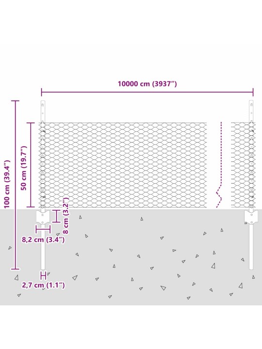 Aed koos postidega hall 0.5 x 100 m teras