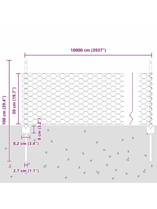 Aed koos postidega hall 0.5 x 100 m teras