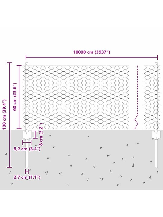 Aed koos postidega hall 0.6 x 100 m teras
