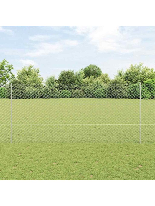 Aed koos postidega hõbedane 1.4 x 25 m teras