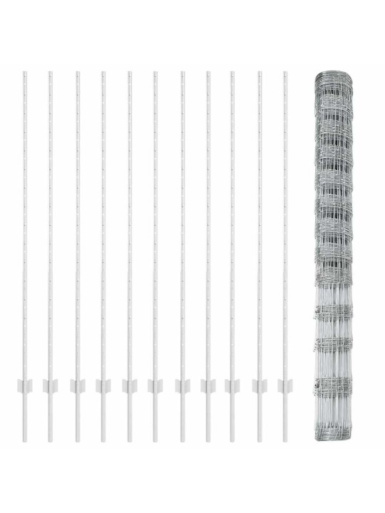 Aed koos postidega hõbedane 1.5 x 25 m teras