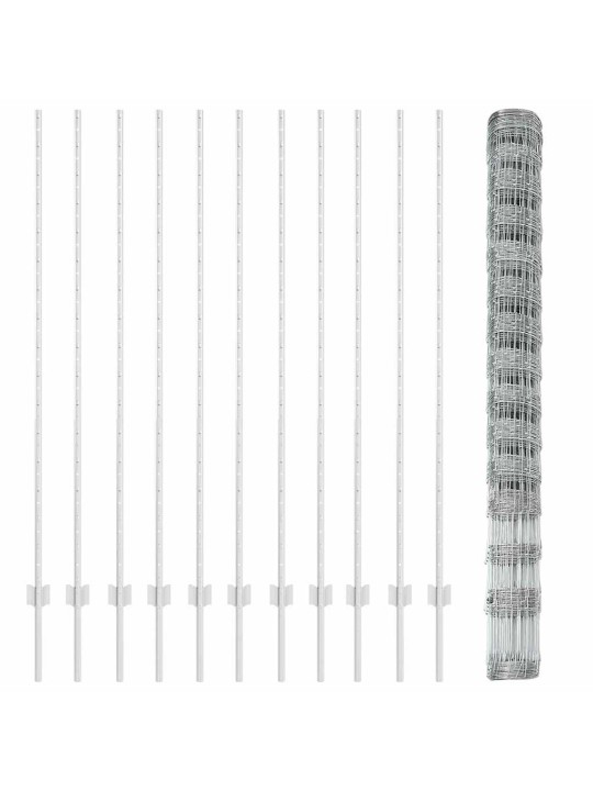 Aed koos postidega hõbedane 1.6 x 25 m teras
