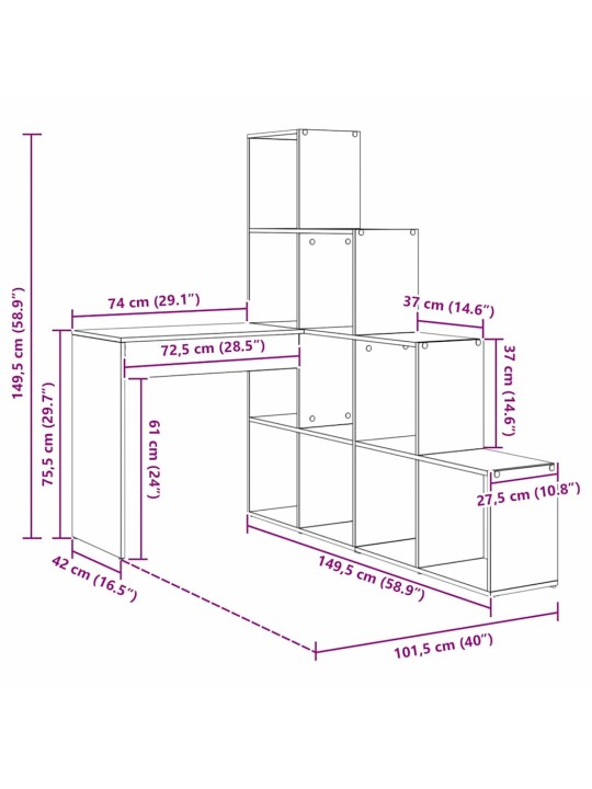 Nurgalaud hall sonoma 101,5 x 149,5 x 149,5 cm tehispuit