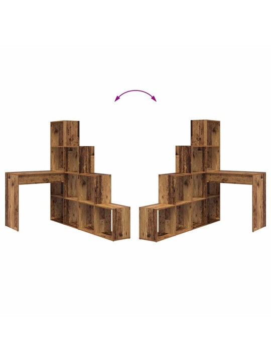 Nurgalaud riiuliga vana puit 101,5 x 149,5 x 149,5 cm tehispuit