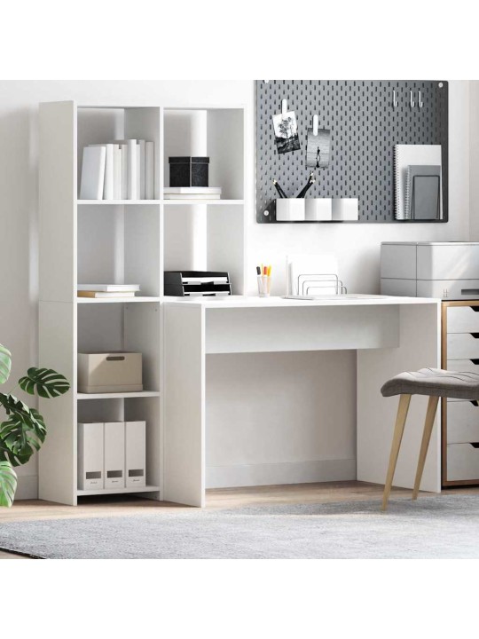 Laud riiuliga ladustamisega valge 138.5 x 55 x 143 cm tehispuit