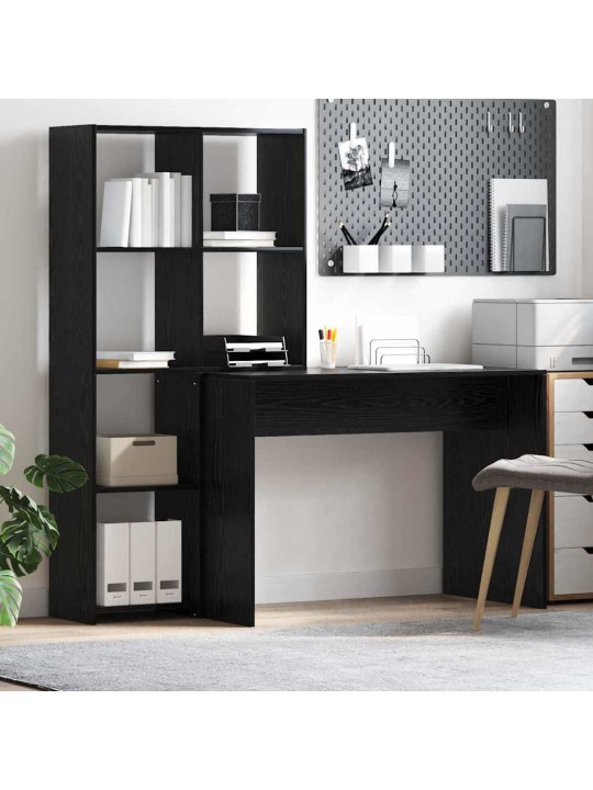 Laud riiuliga must tamm 138.5 x 55 x 143 cm tehispuit