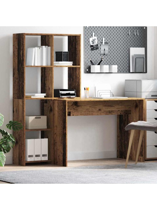 Laud riiuliga vana puit 138.5 x 55 x 143 cm tehispuit