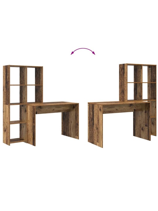 Laud riiuliga vana puit 138.5 x 55 x 143 cm tehispuit