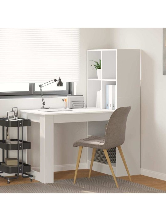 Laud riiuliga ladustamisega valge 122 x 67 x 145 cm tehispuit