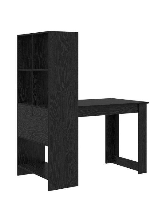 Laud riiuliga must tamm 122 x 67 x 145 cm tehispuit