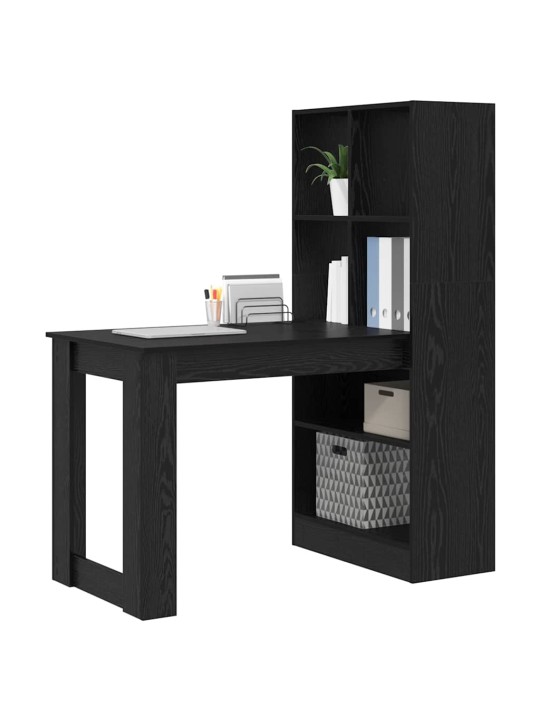 Laud riiuliga must tamm 122 x 67 x 145 cm tehispuit