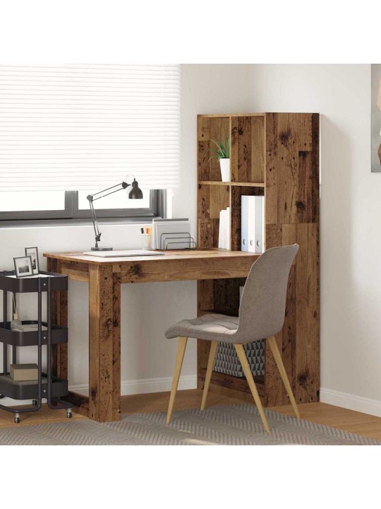 Laud riiuliga vana puit 122 x 67 x 145 cm tehispuit
