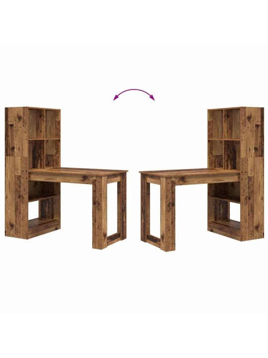 Laud riiuliga vana puit 122 x 67 x 145 cm tehispuit