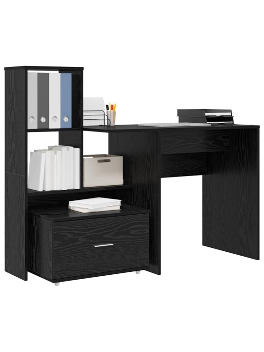 Laud sahtliga must tamm 131.5 x 50 x 106.5 cm tehispuit