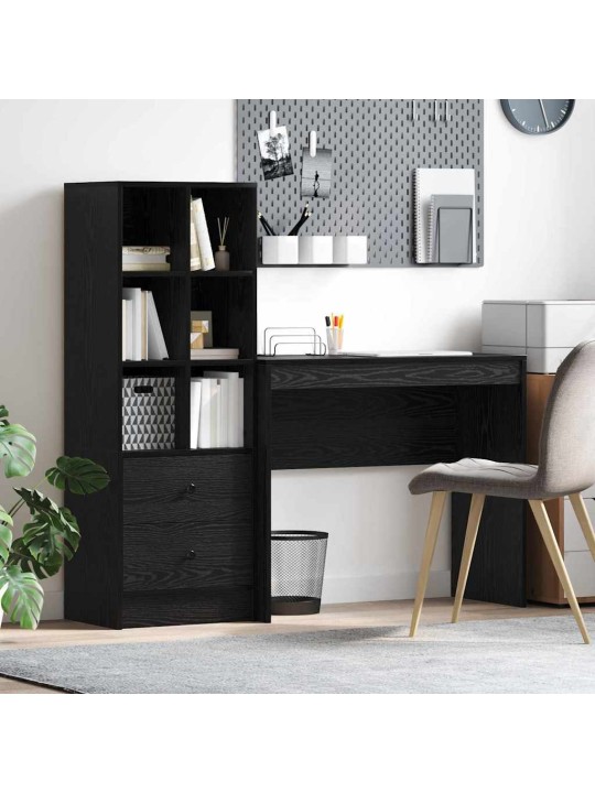 Laud koos hoiuruumiga 2 tk must tamm 90 x 40 x 76 cm tehispuit