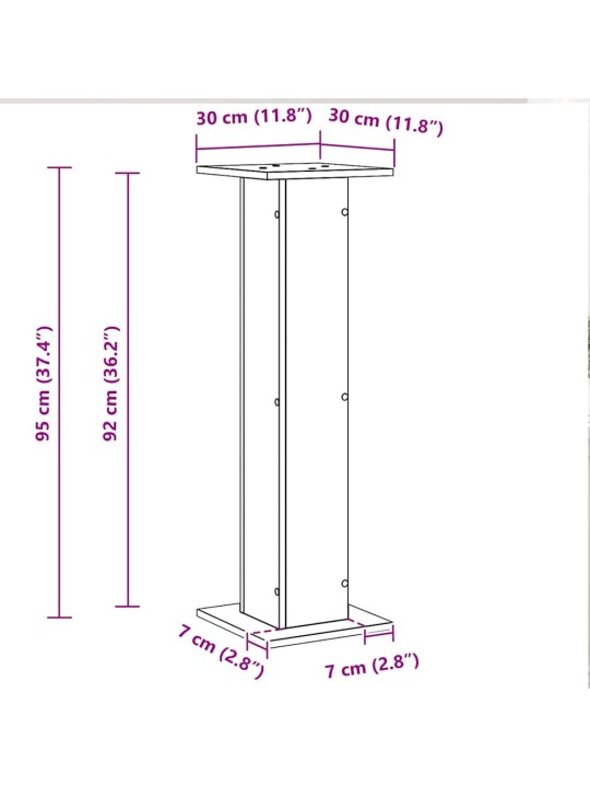Taimede alus 2 tk must tamm 30 x 30 x 95 cm tehispuit