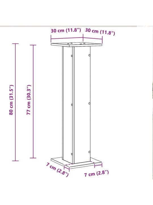 Taimede alus 2 tk must tamm 30 x 30 x 80 cm tehispuit