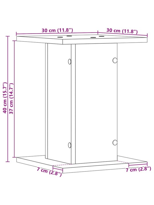 Taimede alus 2 tk must tamm 30 x 30 x 40 cm tehispuit