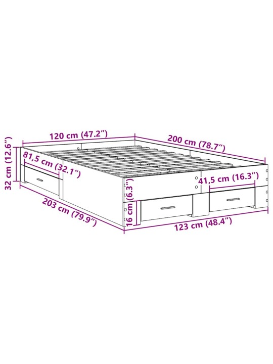 Voodi raam pruun 120 x 200 cm tehispuit