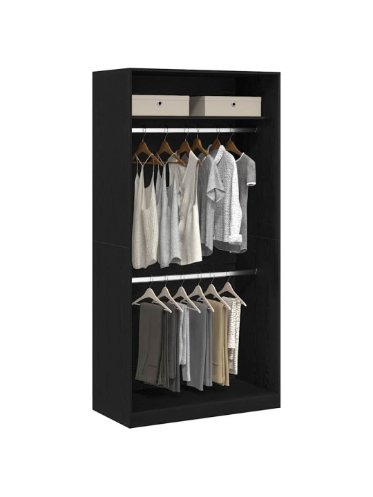 Garderoobikapp riiuliga must tamm 100 x 50 x 200 cm tehispuit