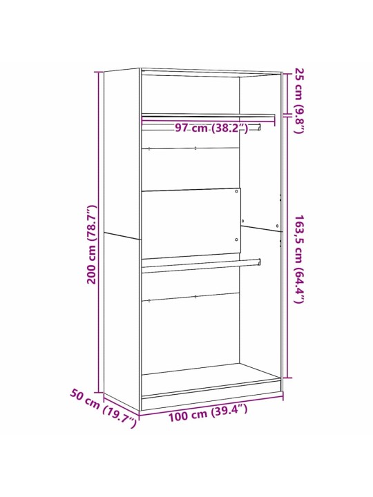 Garderoobikapp riiuliga must tamm 100 x 50 x 200 cm tehispuit