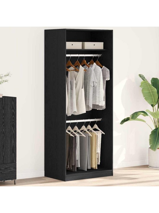 Garderoobikapp riiuliga must tamm 80 x 50 x 200 cm tehispuit