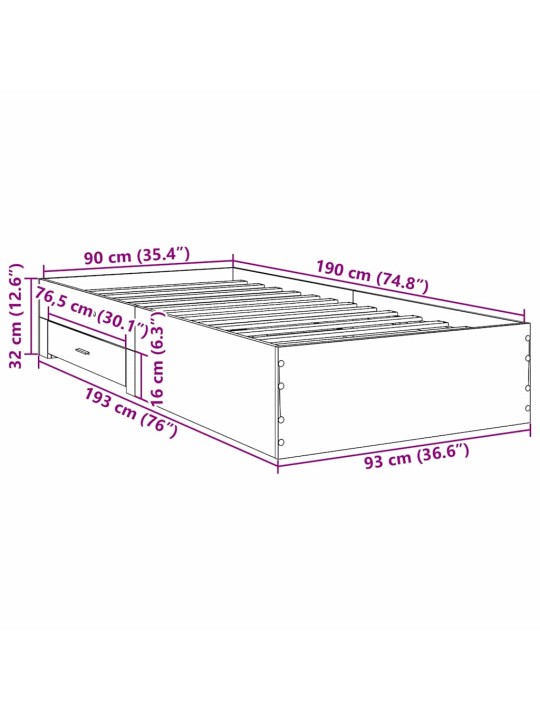 Voodi raam pruun 90 x 190 cm tehispuit