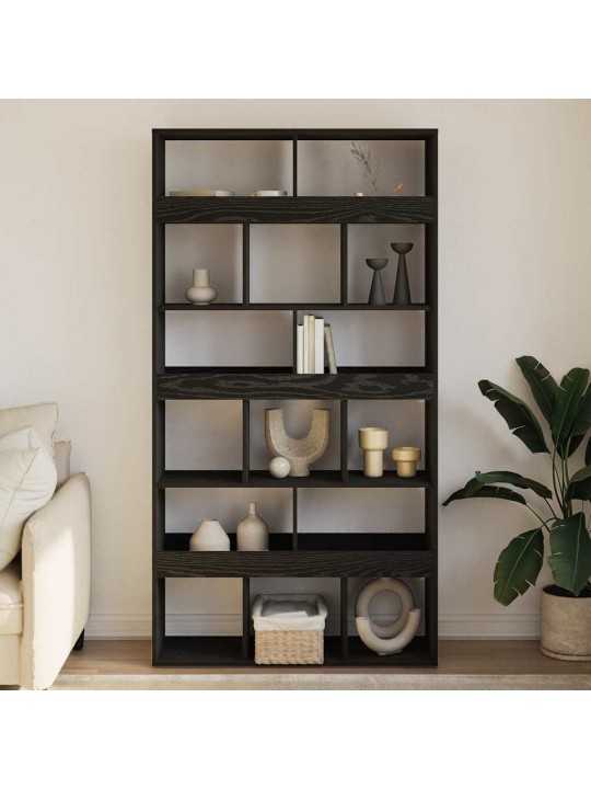 Raamatukapp 2 tk must tamm 100 x 33 x 187.5 cm tehispuit