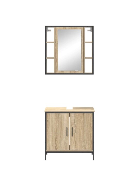 Vannitoa mööbleset uksega 2 tk pruun 60 x 30 x 60 cm tehispuit
