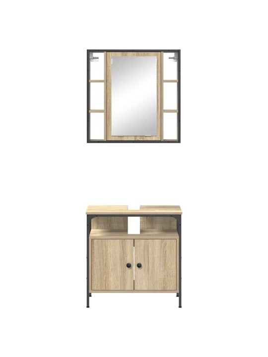 Vannitoa mööbleset uksega 2 tk pruun 60 x 30 x 60 cm tehispuit
