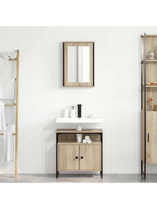 Vannitoa mööbleset uksega 2 tk pruun 60 x 30 x 60 cm tehispuit