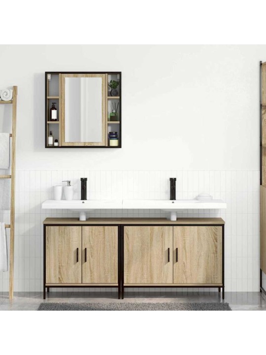 Vannitoa mööbleset uksega 3 tk pruun 60 x 30 x 60 cm tehispuit