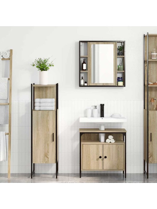 Vannitoa mööbleset 3 tk pruun 33 x 33 x 120.5 cm tehispuit