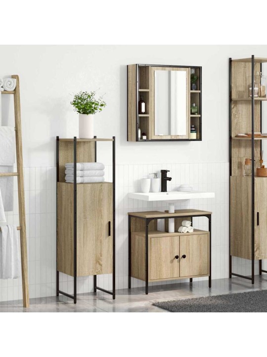 Vannitoa mööbleset 3 tk pruun 33 x 33 x 120.5 cm tehispuit