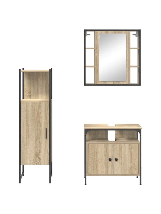Vannitoa mööbleset 3 tk pruun 33 x 33 x 120.5 cm tehispuit