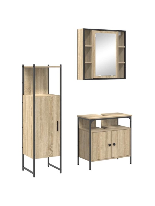 Vannitoa mööbleset 3 tk pruun 33 x 33 x 120.5 cm tehispuit