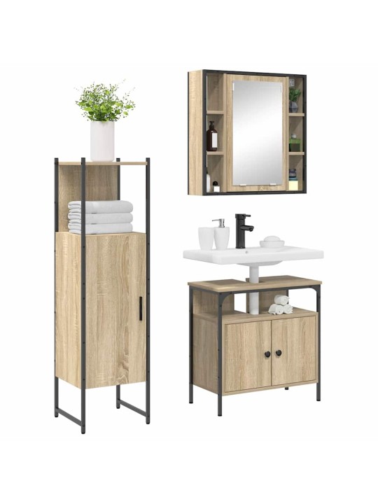 Vannitoa mööbleset 3 tk pruun 33 x 33 x 120.5 cm tehispuit