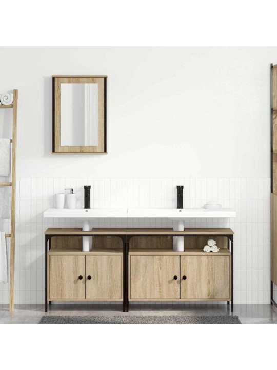 Vannitoa mööbleset uksega 3 tk pruun 80 x 30 x 60 cm tehispuit