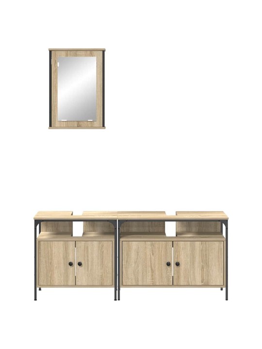 Vannitoa mööbleset uksega 3 tk pruun 80 x 30 x 60 cm tehispuit