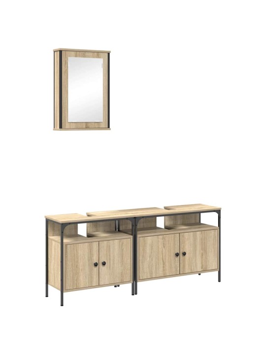 Vannitoa mööbleset uksega 3 tk pruun 80 x 30 x 60 cm tehispuit