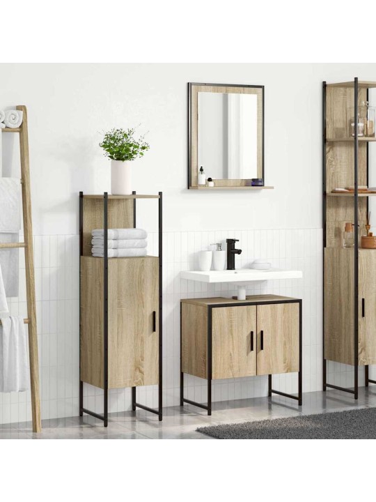 Vannitoa mööbleset uksega 3 tk pruun 60 x 33 x 60 cm tehispuit