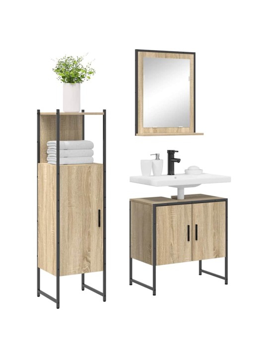 Vannitoa mööbleset uksega 3 tk pruun 60 x 33 x 60 cm tehispuit