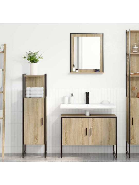 Vannitoa mööbleset 3 tk pruun 33 x 33 x 120.5 cm tehispuit