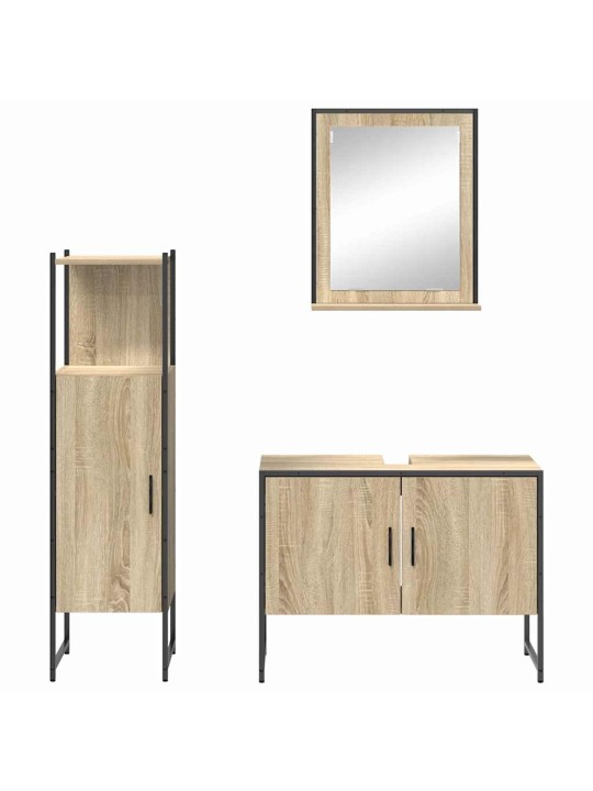 Vannitoa mööbleset 3 tk pruun 33 x 33 x 120.5 cm tehispuit