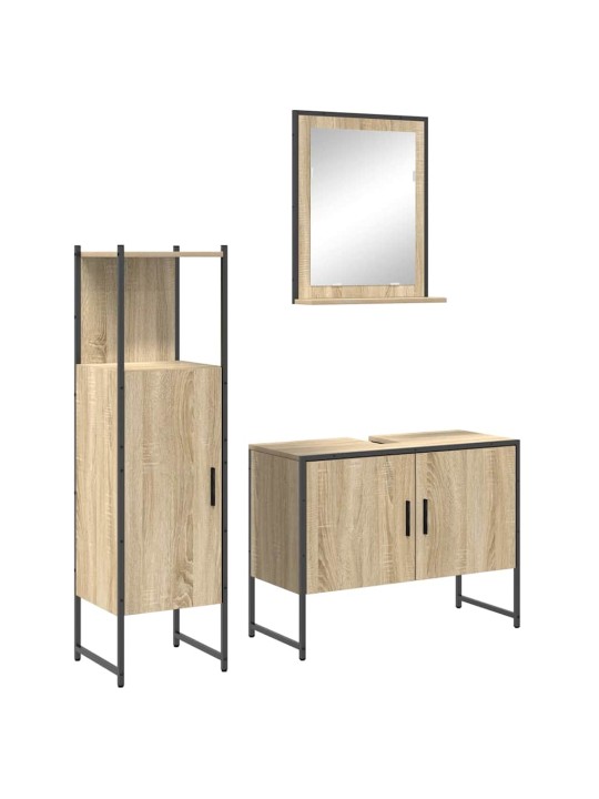 Vannitoa mööbleset 3 tk pruun 33 x 33 x 120.5 cm tehispuit
