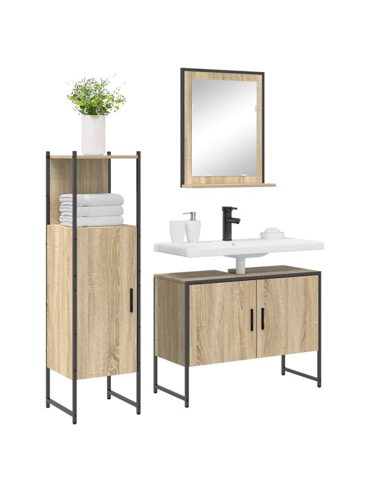 Vannitoa mööbleset 3 tk pruun 33 x 33 x 120.5 cm tehispuit