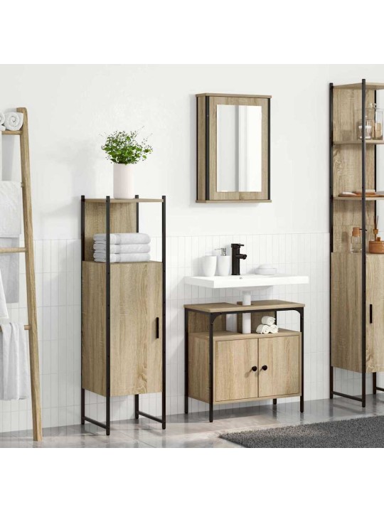 Vannitoa mööbleset 3 tk pruun 33 x 33 x 120.5 cm tehispuit