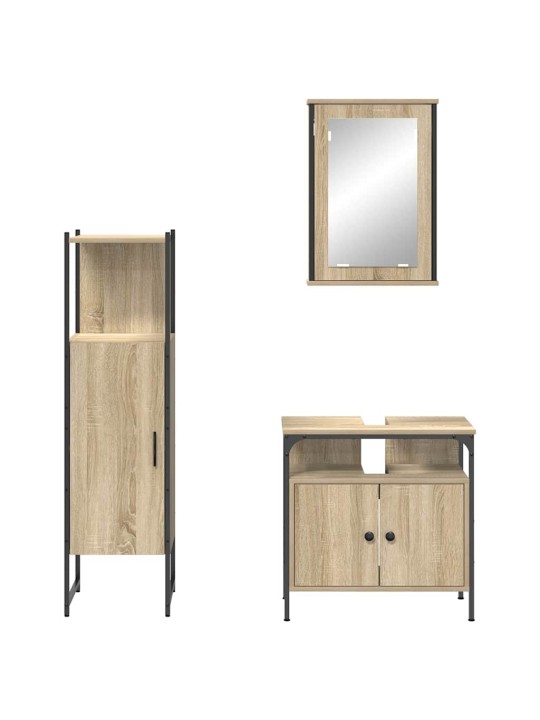 Vannitoa mööbleset 3 tk pruun 33 x 33 x 120.5 cm tehispuit