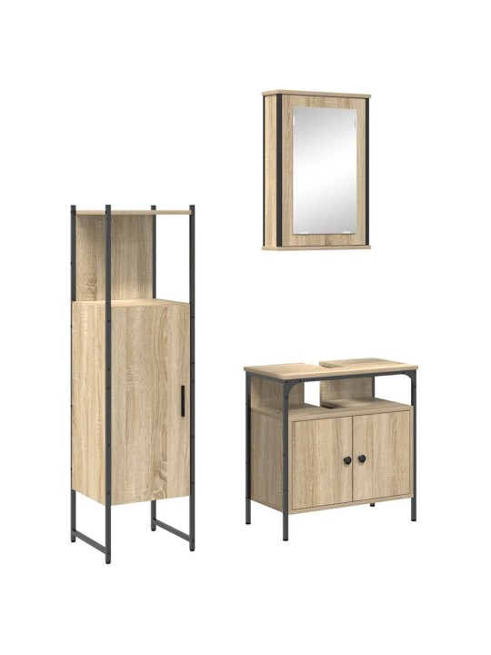 Vannitoa mööbleset 3 tk pruun 33 x 33 x 120.5 cm tehispuit