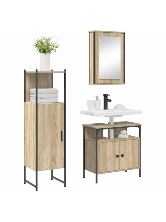 Vannitoa mööbleset 3 tk pruun 33 x 33 x 120.5 cm tehispuit